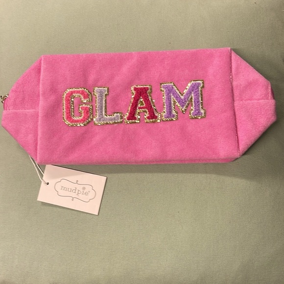 BNWT MUD PIE TERRYCLOTH LIME PATCH POUCH “GLAM” COSMETIC OR TRAVEL BAG - Picture 4 of 7